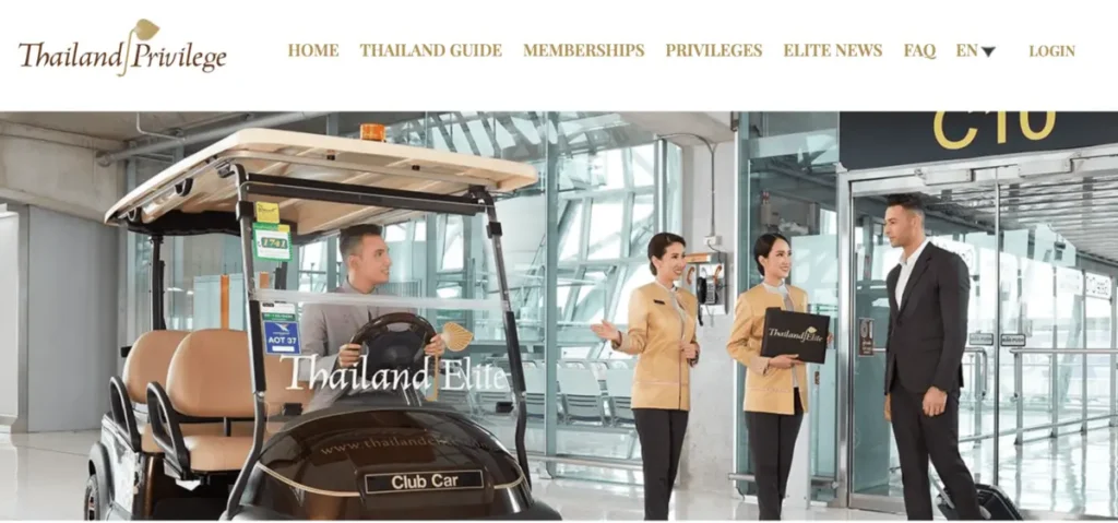 Screenshot of the Thailand Privilege website showing airport greeting service