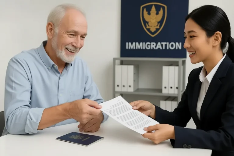 Retiree discussing Thailand retirement visa options with an immigration consultant