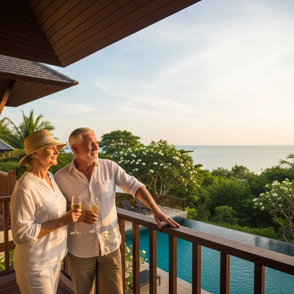 Retired expat couple enjoying luxury living in Thailand under LTR visa
