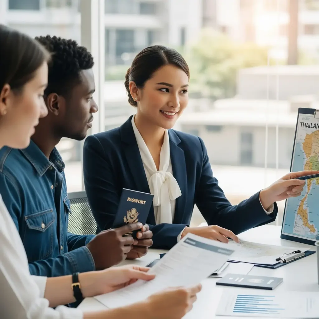 Visa consultant explaining Thailand visa options to foreign clients